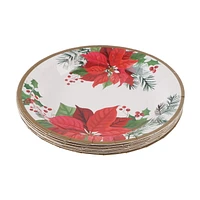 Holiday time, Christmas Poinsettia Paper Plates, 7in, 12ct