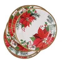 Holiday time, Christmas Poinsettia Paper Plates, 7in, 12ct