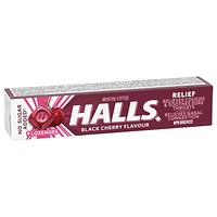 HALLS No Sugar Added Black Cherry, Cough Drops, Throat Lozenges, Sore Throat Relief, Mentho-Lyptus, 9 Lozenges