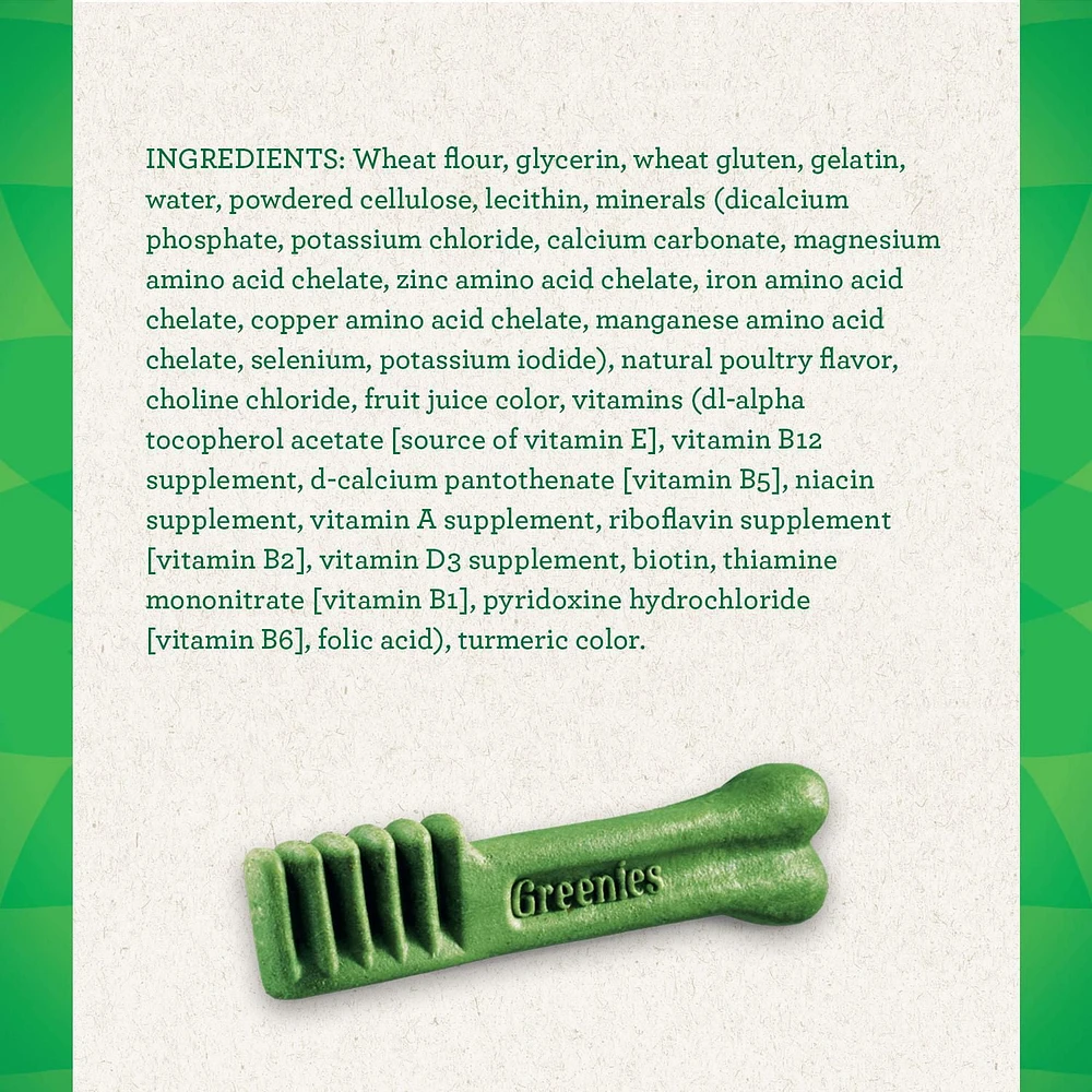 Gâteries dentaires naturelles pour chiens adultes GREENIES Original format TEENIE 11-96 Gâteries
