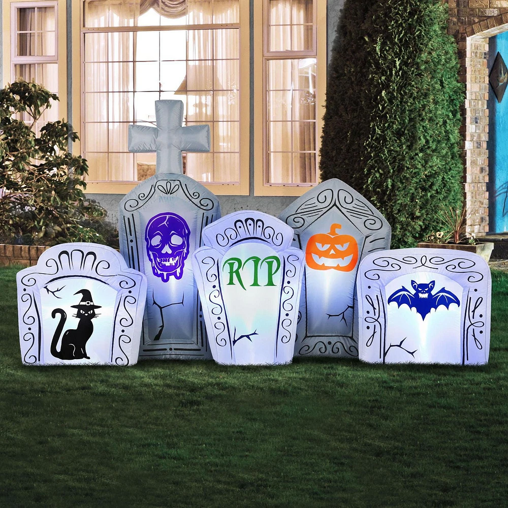 8' INFLATABLE FLASHING LIGHTS TOMBSTONE SCENE