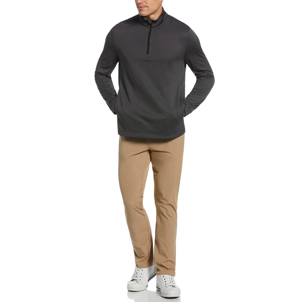 Ben Hogan Men's  Micro Jacquard Quarter Zip Golf Sweater