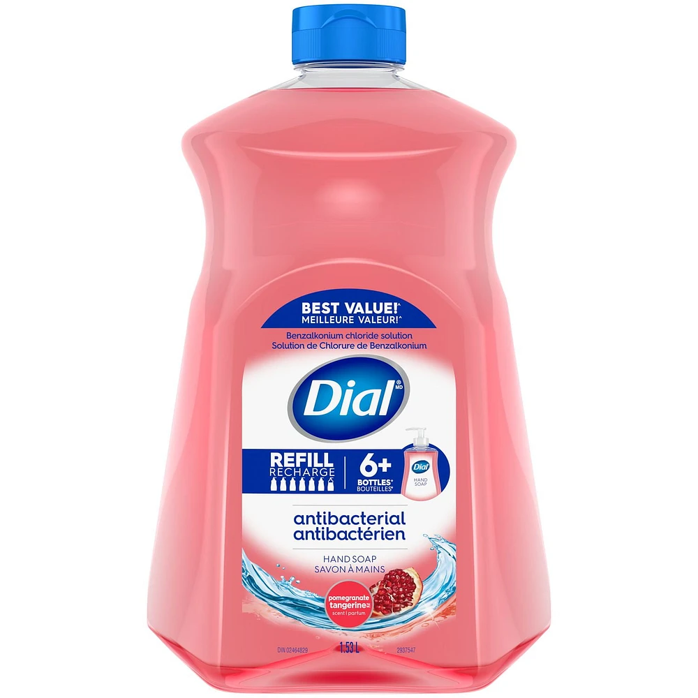 Dial Antibacterial Refill Pomegranate & Tangerine - Plastic Bank, Liquid hand soap refill