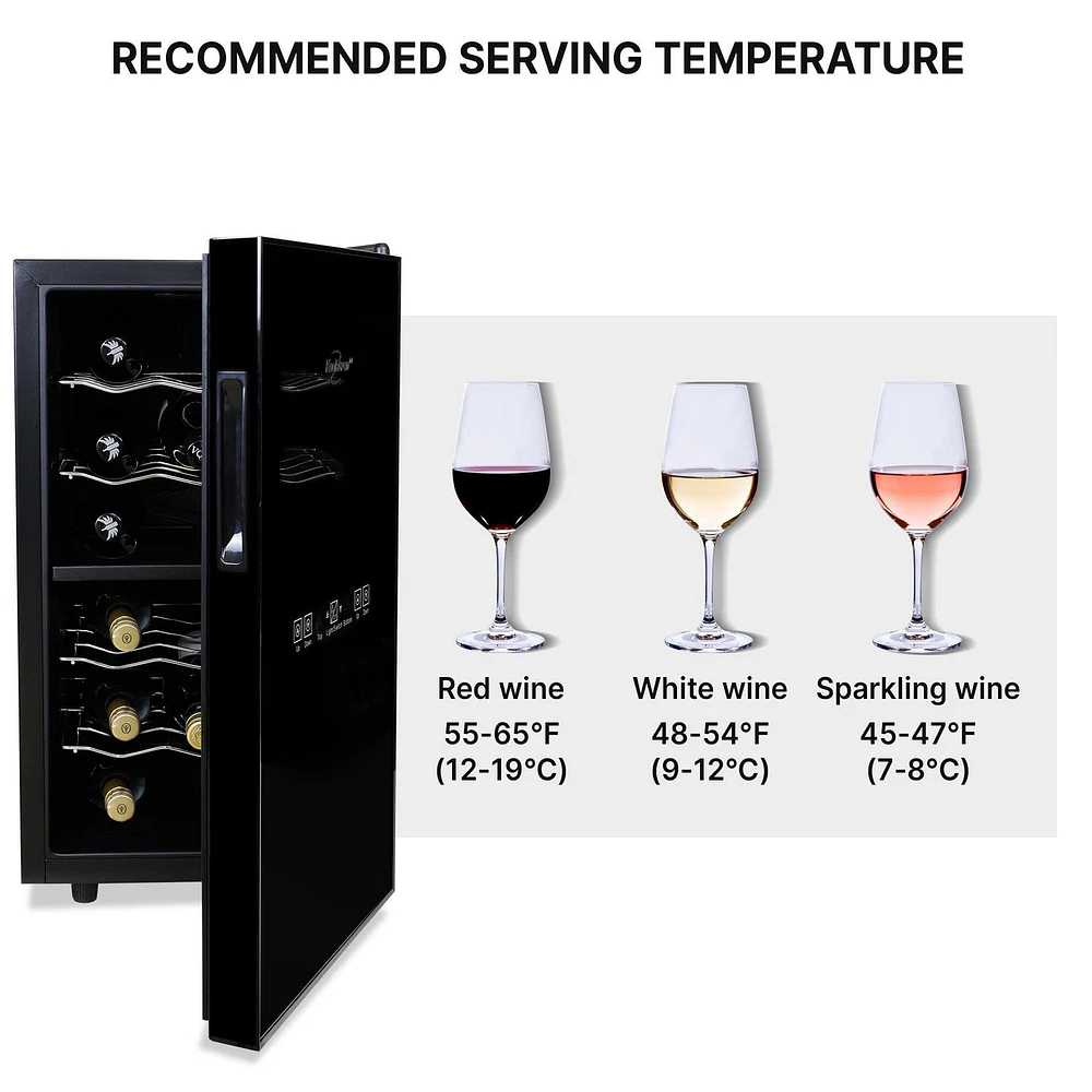 Koolatron 18 Bottle Wine Cooler, Dual Zone Freestanding Wine Fridge