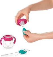OXO Tot - Ensemble de nettoyage pour tasses à paille et tasses à bec - Solution portable tout-en-un pour nettoyer les biberons, les pièces de tire-lait et plus encore - Bleu sarcelle