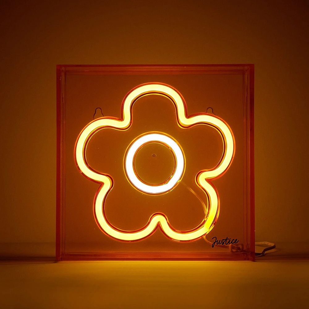 Justice Neon Flower Smile Lamp, Orange, Justice Neon flower lamp