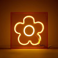 Justice Neon Flower Smile Lamp, Orange, Justice Neon flower lamp