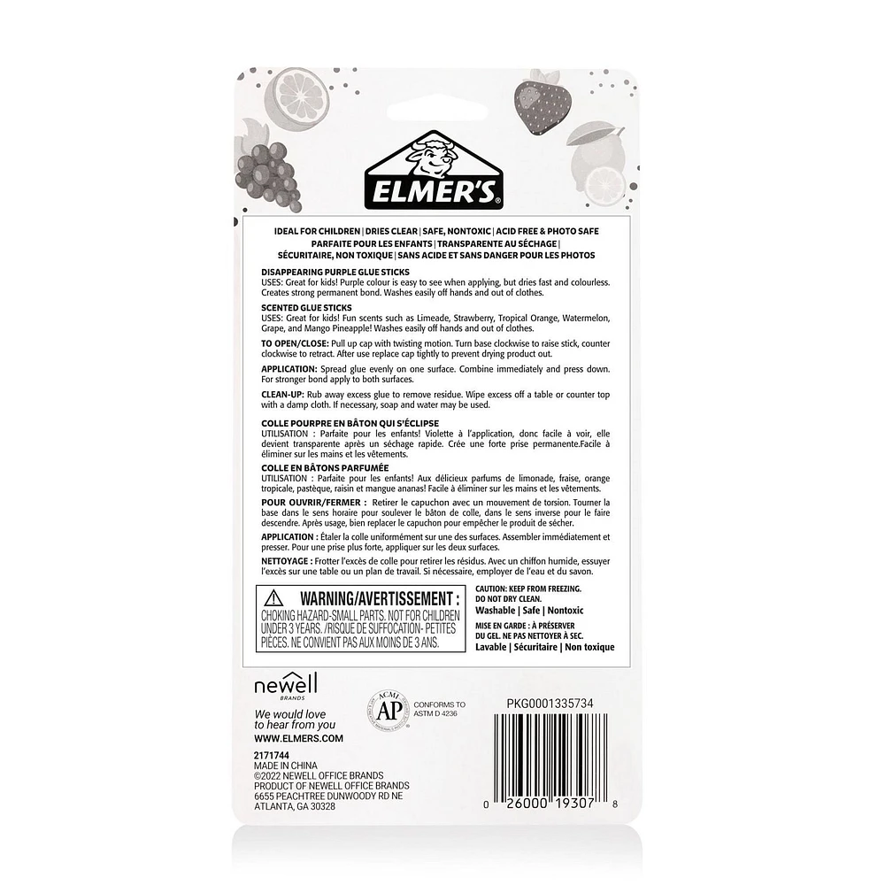 Elmer’s Scented Glue Sticks Variety Pack, Includes Disappearing Purple Glue Sticks, Safe, Nontoxic School Glue