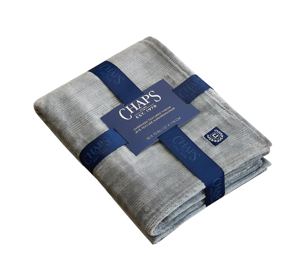 Chaps Solid Plush Throw Blanket - Fuzzy Soft Flannel, 50 X 70"