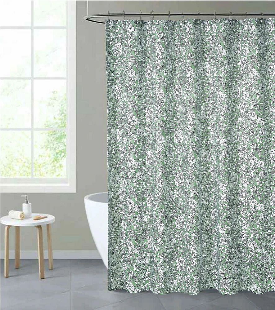 Chaps Shower Curtains with Hooks - Linen Textured Waterproof Curtain 10 Easy-slide Hooks