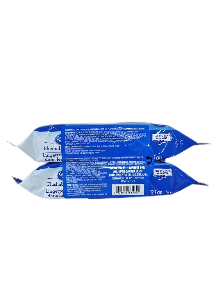 Lingettes jetables dans les toilettes Great Value 96 lingettes
