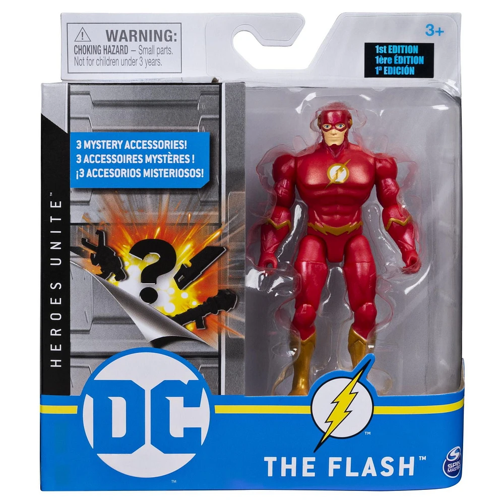 DC Comics, 4-Inch THE FLASH Action Figure with 3 Mystery Accessories