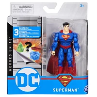 DC Comics 4-inch SUPERMAN Action Figure with 3 Mystery Accessories