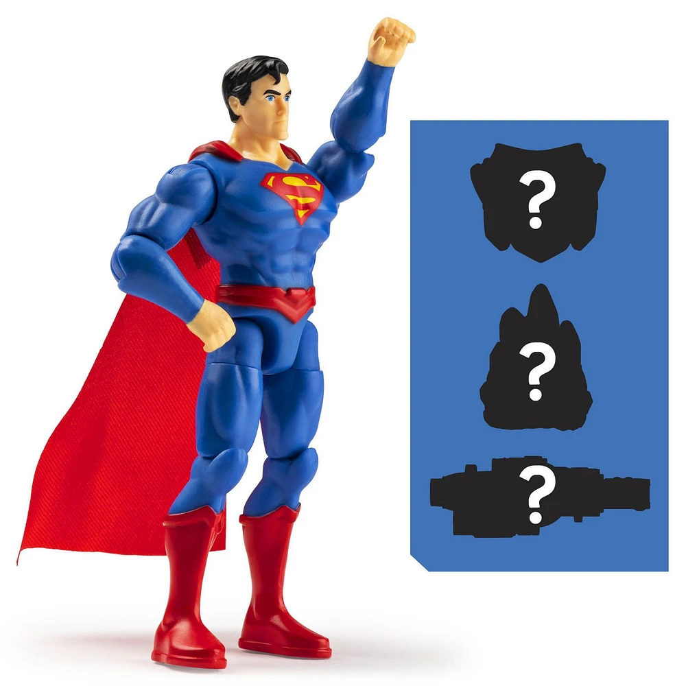 DC Comics 4-inch SUPERMAN Action Figure with 3 Mystery Accessories