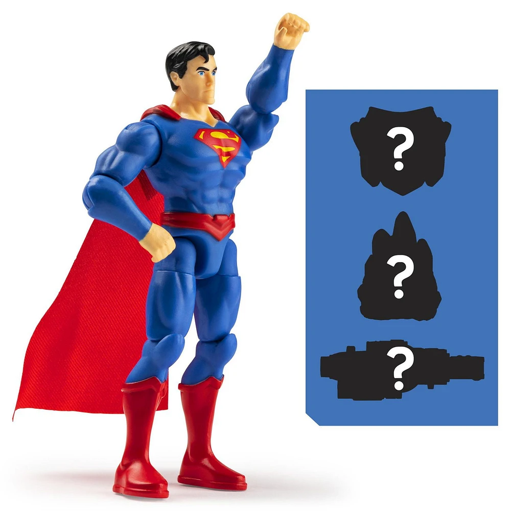 DC Comics 4-inch SUPERMAN Action Figure with 3 Mystery Accessories, Adventure 6