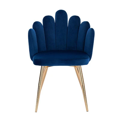 Modern Accent Chair with Luxurious Blue Velvet Upholstery and Shiny Gold Legs, Perfect for Elevating the Style and Comfort of Any Dining Space, Beauty salon,vanity