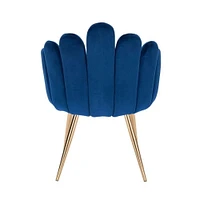 Modern Accent Chair with Luxurious Blue Velvet Upholstery and Shiny Gold Legs, Perfect for Elevating the Style and Comfort of Any Dining Space, Beauty salon,vanity