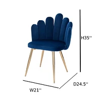 Modern Accent Chair with Luxurious Blue Velvet Upholstery and Shiny Gold Legs, Perfect for Elevating the Style and Comfort of Any Dining Space, Beauty salon,vanity