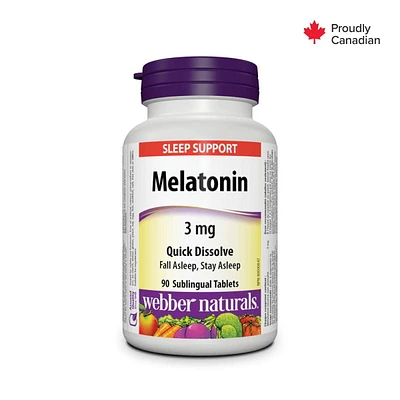 Webber Naturals® Melatonin Quick Dissolve, 3 mg, 90 Sublingual Tablets