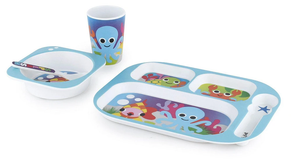 French Bull - 4pc Kids Divided Plate Set - Ocean Animals