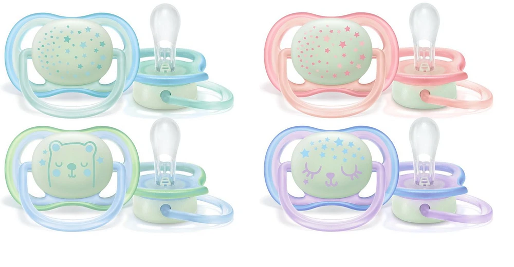 Suce de nuit ultra-aérée Philips Avent, 0 à 6 mois, couleurs variées, emballage de 2, SCF376/10