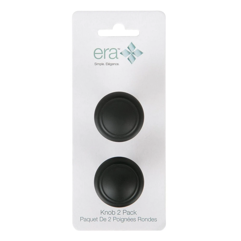 Era Elegant Knob 2-Pack Matte Black, 1.18 x 1.18 x 1.14 in.