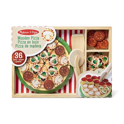 Melissa & Doug Wooden Pizza Party Play Food Set With 36 Toppings, Pizza Play set