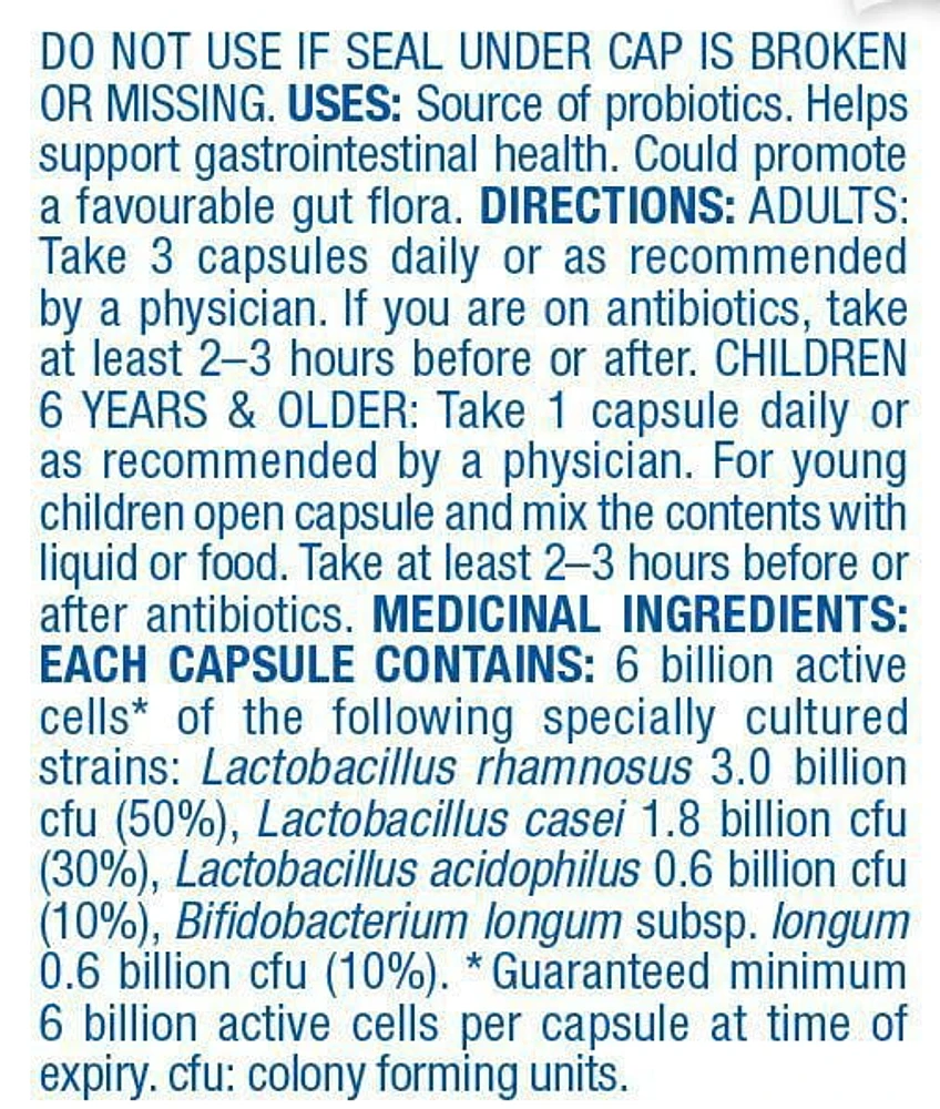 Equate Capsules végétariennes d'acidophilus et bifidus 6 milliards de cellules actives