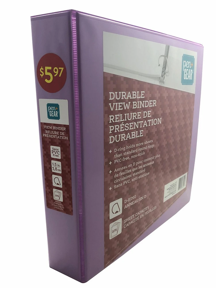 PEN+GEAR DURABLE VIEW 1.5 FASHION BINDER PURPLE