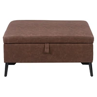 CorLiving Linden Square Storage Ottoman, Dark Brown