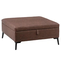 CorLiving Linden Square Storage Ottoman, Dark Brown