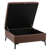 CorLiving Linden Square Storage Ottoman, Dark Brown