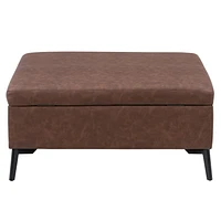 CorLiving Linden Square Storage Ottoman, Dark Brown