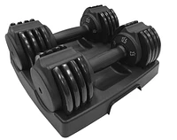 IBF Iron Body Fitness Adjustable Dumbbell Set - 25 lbs. (11.34 kg) - 2 x 12.5 lbs. (5.67 kg) - Easily adjusts in 2.5 lb. (1.3 kg) increments from 2.5 lbs. (1.3 kg) to 12.5 lbs. (5.67 kg) each - Improve Power, Strength & Flexibility