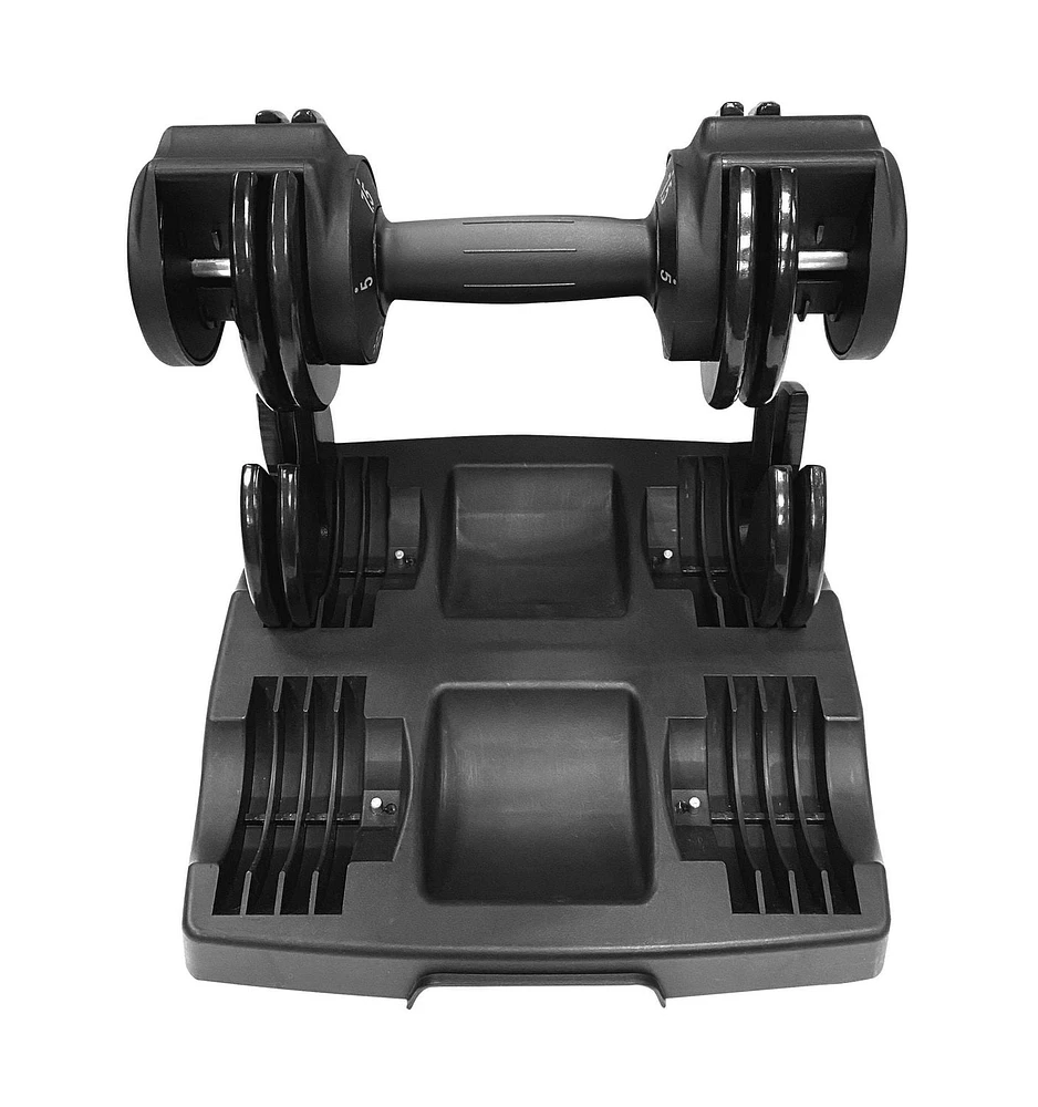 IBF Iron Body Fitness Adjustable Dumbbell Set - 25 lbs. (11.34 kg) - 2 x 12.5 lbs. (5.67 kg) - Easily adjusts in 2.5 lb. (1.3 kg) increments from 2.5 lbs. (1.3 kg) to 12.5 lbs. (5.67 kg) each - Improve Power, Strength & Flexibility