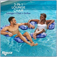 Aqua 3-in-1 Multi-functional Pool Float with Arm Rests and Leg Bolsters, Blue Hawaiian