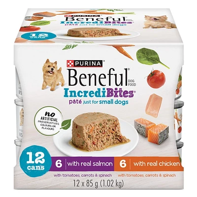 Beneful IncrediBites with Chicken & Salmon Pâté Variety Pack, Wet Dog Food 12 x 85 g, 12x 85 g