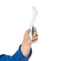 OXO Tot - Plastic Fork & Spoon Multipack - Training Set - Encourage Self-Feeding - Easy for Little Ones to Hold - Baby Toddler Feeding Utensils - Teal - 61127900
