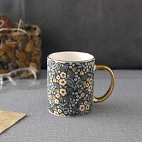 Mainstays Grey Decal with Golden handle 11.5OZ MUG, Decal with porcelain