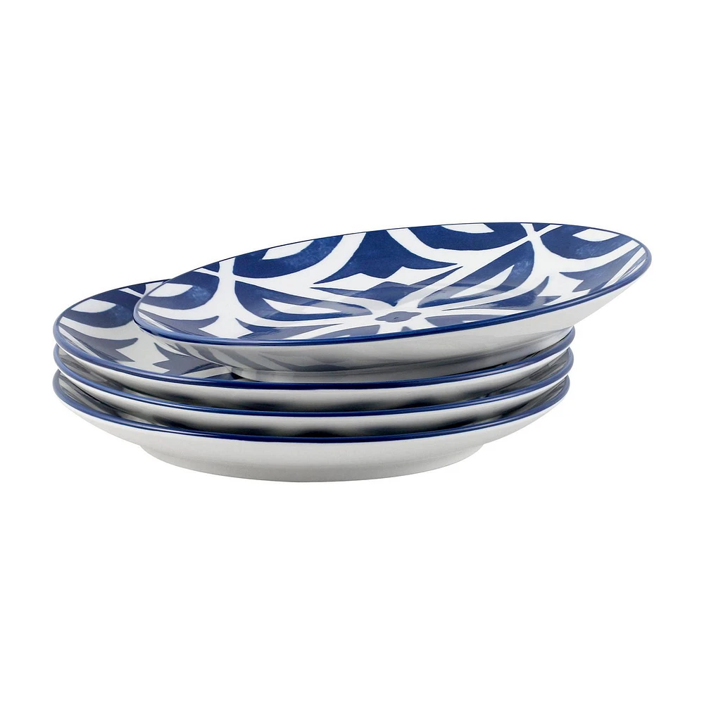 Mainstays Glazed Blue Pattern Round Stoneware Salad Plate, 7.5”, 7.5 inch