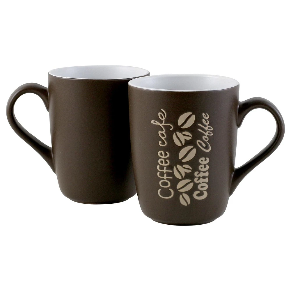 Mainstays Glaze  COFFEE CAFÉ brown 13OZ Mug, Silk Screen with stoneware