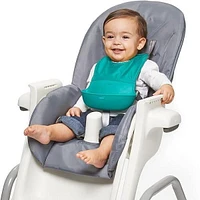 OXO Tot - Roll-Up Bib - Comfortable Soft Waterproof Lightweight Silicone Baby Bib and Toddler - Fabric Rolls Up into Pocket for Travel and Storage - Teal