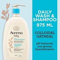 Aveeno Baby Nettoyant et shampoing quotidien pour cheveux et peau sensible de bébé - Avec avoine naturelle - Sans parabènes, ni phtalate, ni sulfates, ni colorants 975 ml
