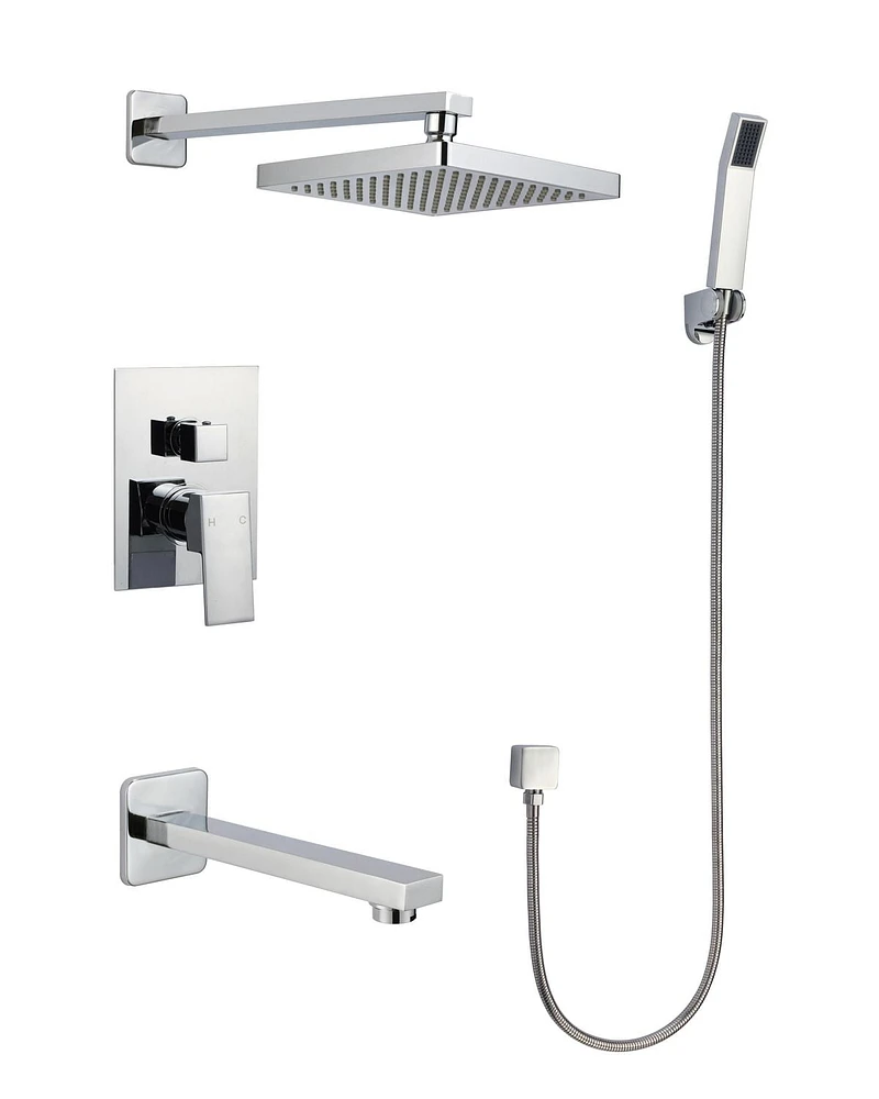 American Imaginations Wall Mount Stainless Steel Shower Kit In Chrome Color AI