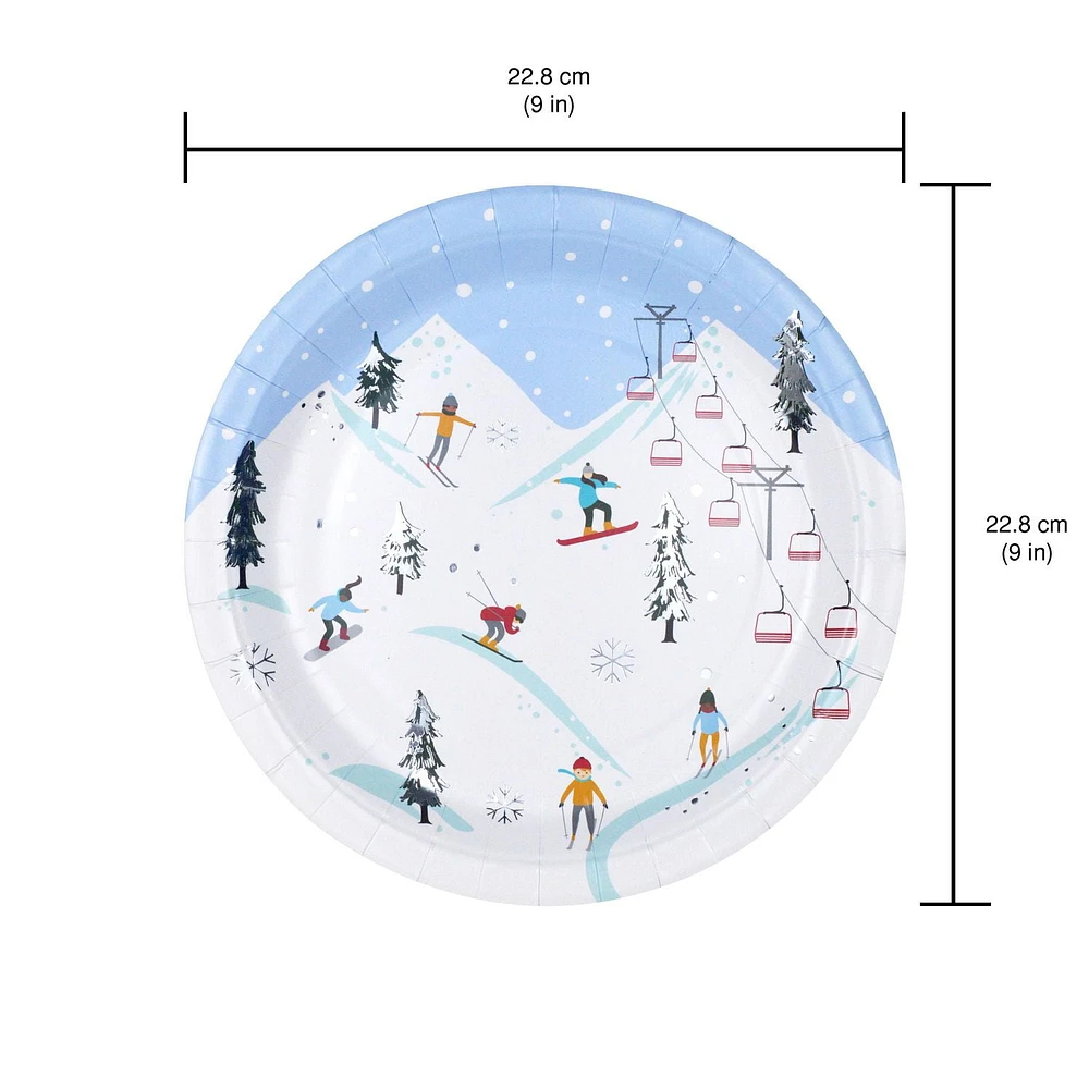 12 pieces Christmas Winter Chalet 9 in Round Plates