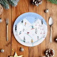 12 pieces Christmas Winter Chalet 9 in Round Plates