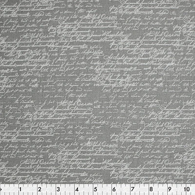 Fabric Creations Grey with White Script Cotton Fabric by the Metre