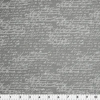 Fabric Creations Grey with White Script Cotton Fabric by the Metre