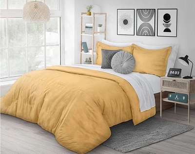 Safdie & Co. Heathered Flannel Comforter Set 2PC - Mustard King