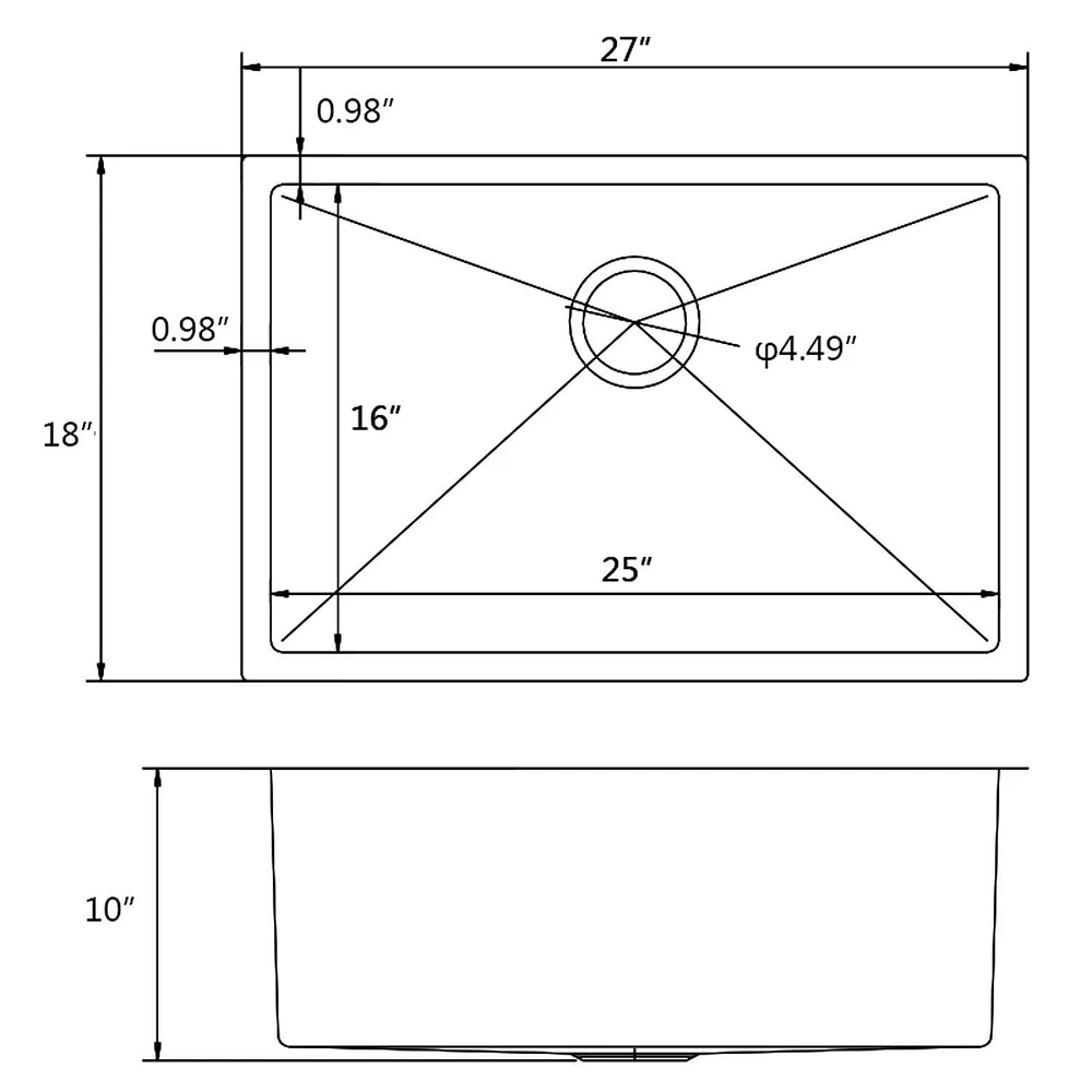 American Imaginations 27-in. W CUPC Approved Stainless Steel Kitchen Sink With 1 Bowl And 18 Gauge AI-29384